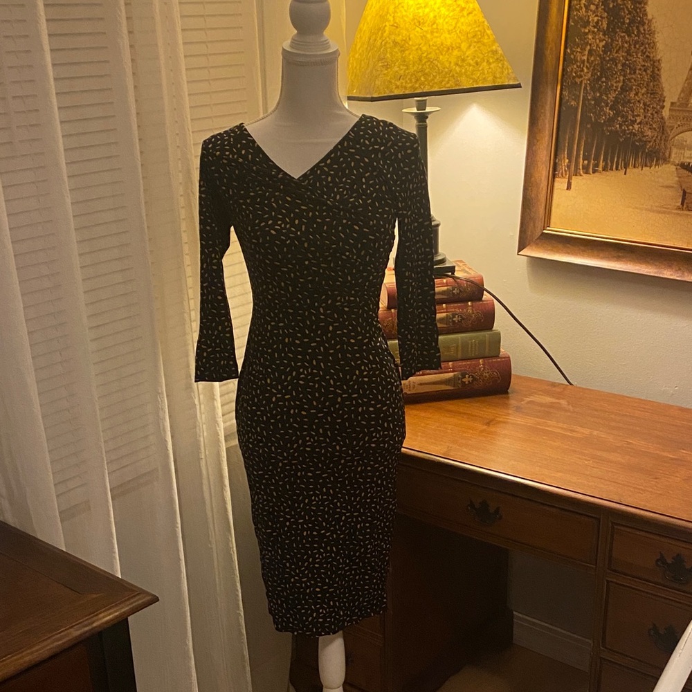 Chic Black and Gold Long Sleeve Dress